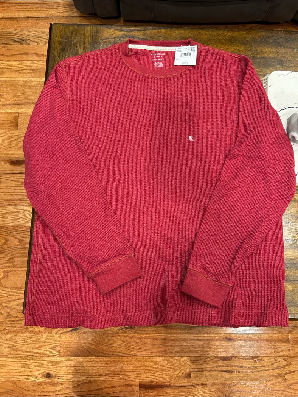 American Eagle Outfitters Red Waffle Knit Crewneck Sweater